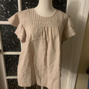 Style & Co Peasant Top Boho Shirt Flutter Sleeve Pintuck Sz M
